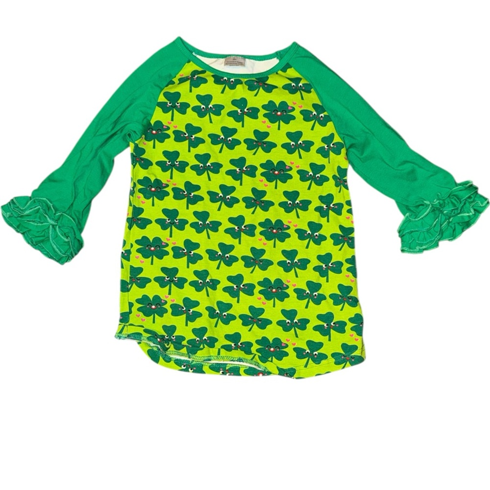 •SPARKLE IN PINK BOUQITUE•NWB GREEN SMILEY SHAMROCK RUFFLE 3/4 SHIRT SIZE 2XL(7)